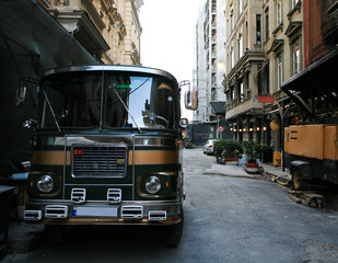 Fototapeta na wymiar A black van. Istanbul streets.