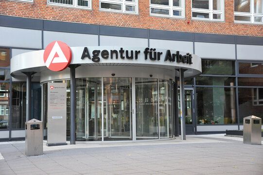 Hamburg / Germany - August 15, 2012: Entrance to the Job Center - Agentur f&uuml;r Arbeit - the state owned employment agency in Hamburg, Germany
