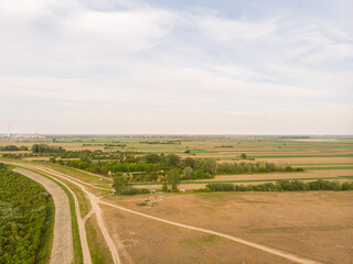 Fototapeta na wymiar Aerial view of agriculture meadows on a sunny day