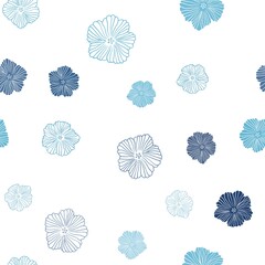 Light BLUE vector seamless doodle pattern with flowers. Shining colored illustration with flowers. Design for wallpaper, fabric makers.