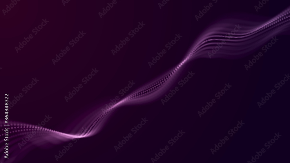 Aufkleber Abstract wave of sound particles. Equalizer for music. Signal transmission. 3d rendering.
