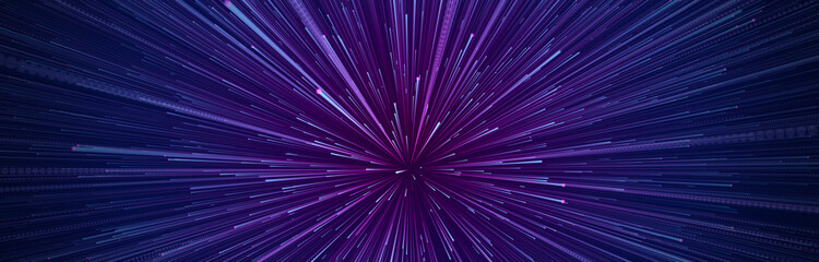 Abstract circular speed background. Centric motion of star trails. Starburst dynamic lines or rays. 3D rendering.