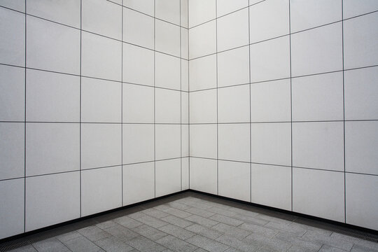 White tile wall in Metro station