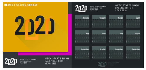 2020 calendar Week starts with monday
