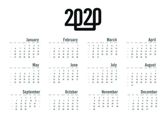 2020 calendar Week starts with monday