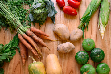 ORGANIC VEGETABLES ON THE TABLE