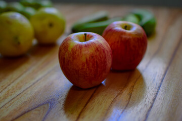 Organic apples on the table.