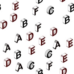 Dark Red vector seamless pattern with 3D ABC symbols. Colorful gradient design in 3D style with signs of alphabet. Template for business cards, websites.