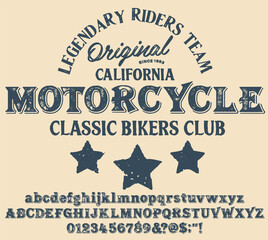 Motorcycle club community logo design.Decorative  font. Letters, Numbers and Symbols.