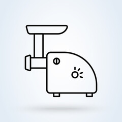 Meat grinder icon in line design style isolated on white background. Meat mincer symbol.