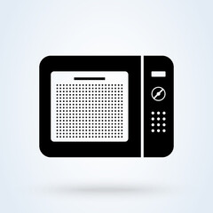 Microwave oven illustration isolated on white background. Flat icon design.