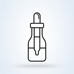 Tincture bottle and dropper icon isolated on white background. Line design style.