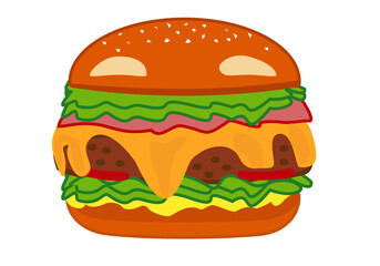 Hamburguesa de carne con queso, panceta, lechuga, tomate y mahonesa