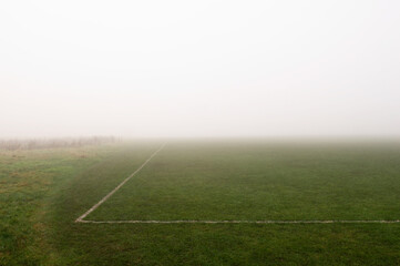 Obraz premium Fog above soccer field
