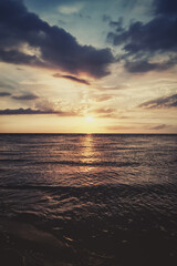 Beautiful Sunset Landscape with Clouds on the Sea.