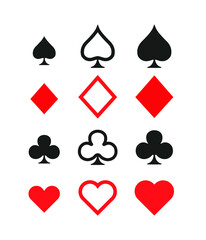 Clubs, Spades, Heart, Diamond playing cards icons, simbol vector