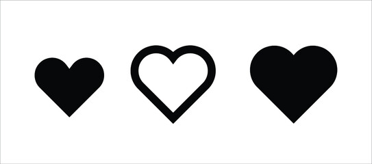 Set of black heart icons