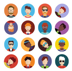 Avatar icon set Persons, avatars, 
 people heads of different ethnicity. 
 Avatar Vector design