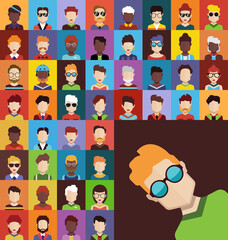 Avatar icon set Persons, avatars, 
 people heads of different ethnicity. 
 Avatar Vector design