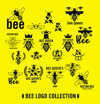Bee, bee queen logo vector, use for logo designs, package design, honey products.
