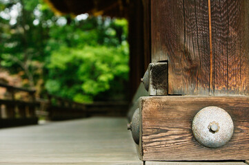 Wooden hut in Japanese garden