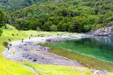 Spectacular scenic Lapataia Bay in Tierra del Fuego National Park, Ushuaia, Patagonia, Argentina,...