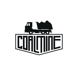 Coal mining logo with coal mine text and Coal mine icon
