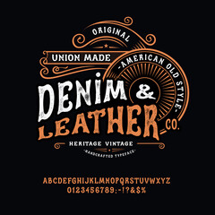 Fototapeta premium Handmade vintage Font Denim and Leather