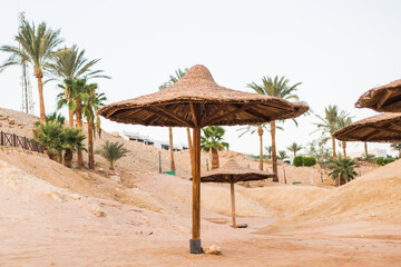 tropical beach with umbrella