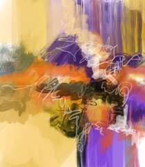 Abstract original geometric color block artistic hand painted grundge soft focus box square oblong shapes with space for text