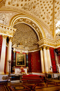 SAINT PETERSBURG, RUSSIA - DEC 16, 2014: Interior of the State Hermitage, a museum of art and culture in Saint Petersburg, Russia. It was founded in 1764 by Catherine the Great