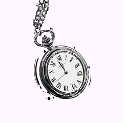 Vector abstract illustration of a pocket watch on a chain.