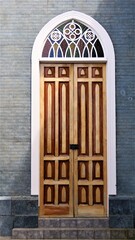 old wooden door in church