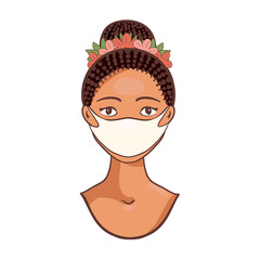 African Woman Wearing Face Mask vector ikon