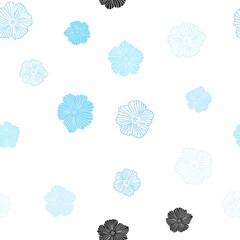 Light BLUE vector seamless abstract design with flowers. Doodle illustration of flowers in Origami style. Pattern for trendy fabric, wallpapers.