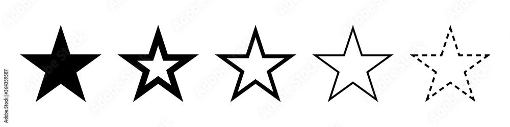 Wall mural star icon. vector isolated elements. star vector line template. set of star symbols. stock vector.