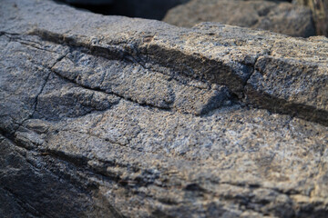 surface of quarried volcanic rock up close
