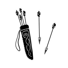 Quiver and arrows black silhouette Vector elements