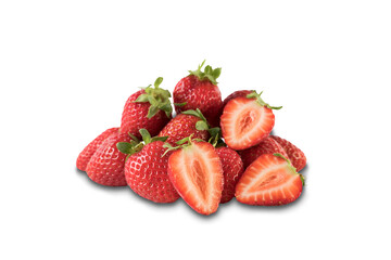 Freshly picked natural strawberries, insulated on a white background