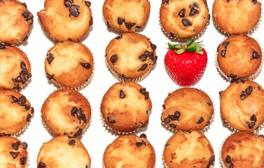 Muffins y combinado con fresa