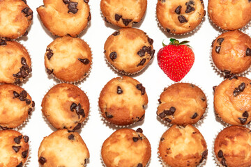 Muffins y combinado con fresa