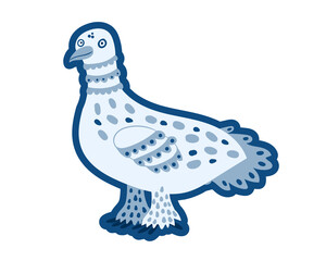 Cute Cartoon character vector ptarmigan on white 