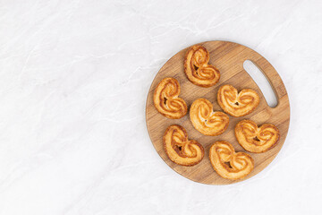 Pastry in Heart shape with copy space
