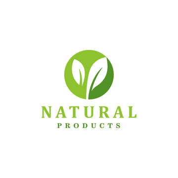 Natural green leaf logo design for agricultural nutrition products