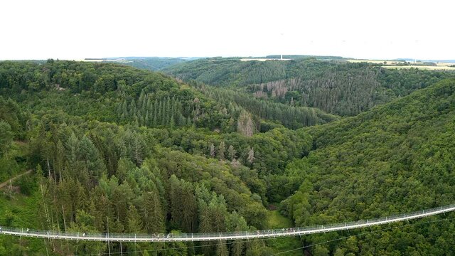 geierlay h&auml;ngebr&uuml;cke im hunsr&uuml;ck senkrecht von oben gefilmt