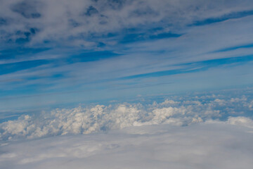 Fototapeta na wymiar Altostratus above layer of altocumulus clouds