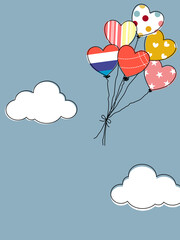 Fototapeta na wymiar Vector Illustration of Flying Heart Balloons
