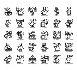 Set of male sport thin line and pixel perfect icons for any web and app project.