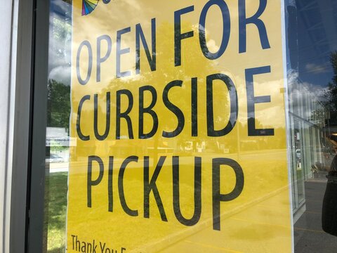 Yellow Store Sign For Curbside Pickup