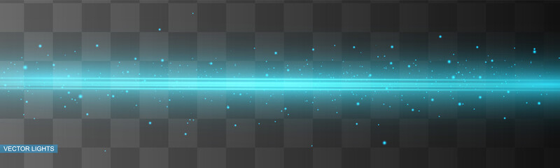 Abstract blue laser beam. Transparent isolated on black background. Vector illustration.the lighting effect.floodlight directional